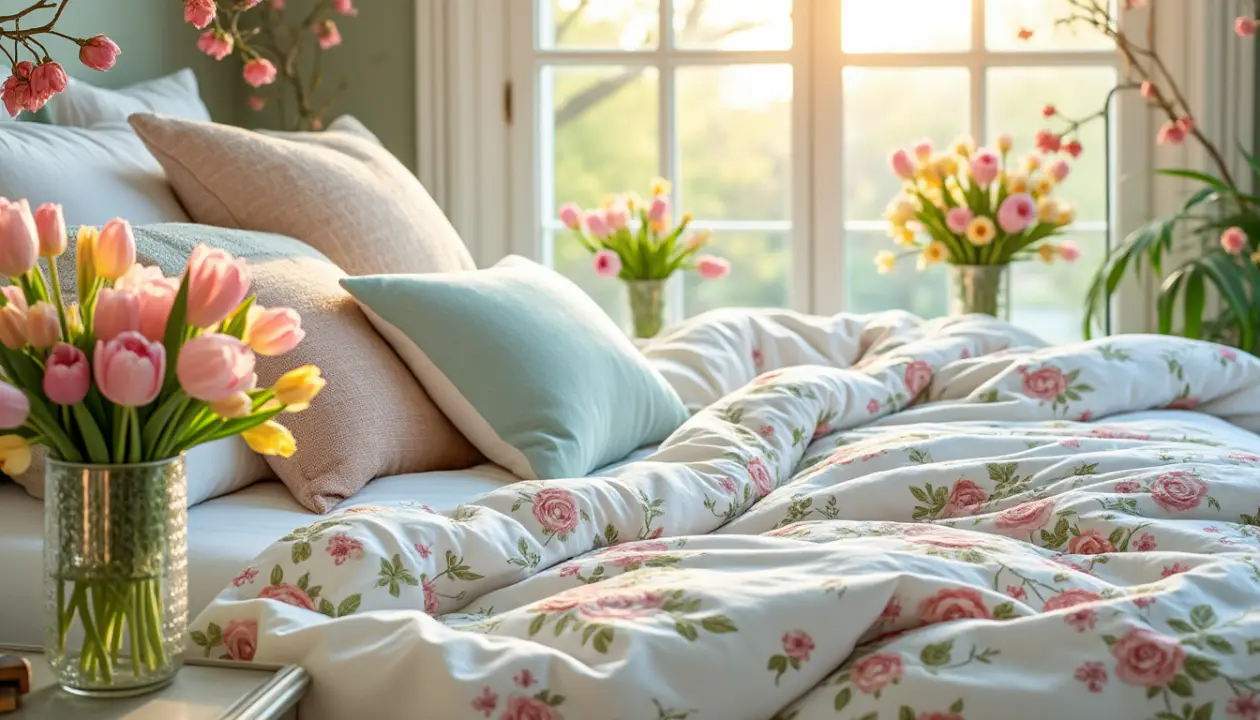 découvrez notre collection d'échanges de linge de lit de printemps, idéale pour vous préparer à la chaleur. optez pour des textiles légers et respirants qui apporteront fraîcheur et confort à vos nuits. transformez votre chambre en un havre de paix estival avec nos superbes motifs et couleurs printanières.