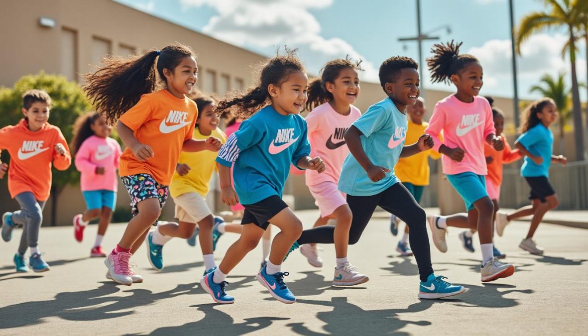 découvrez la première collection complète de chaussures et vêtements signée kith kids et nike, alliant style et confort pour les enfants.