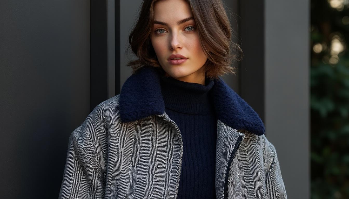 découvrez la collaboration exclusive entre la paz et burel factory avec les vestes oversize mantero en chevron et marine, alliant style et qualité.